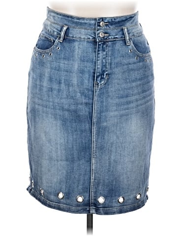 Hydraulic Denim Skirt (view 1)