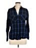 Express 100% Rayon Plaid Blue Long Sleeve Button-Down Shirt Size M - photo 1