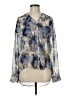 Free People Print Blue Long Sleeve Blouse Size M - photo 1