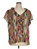 East5th 100% Polyester Stripes Green Short Sleeve Blouse Size 1X - photo 1