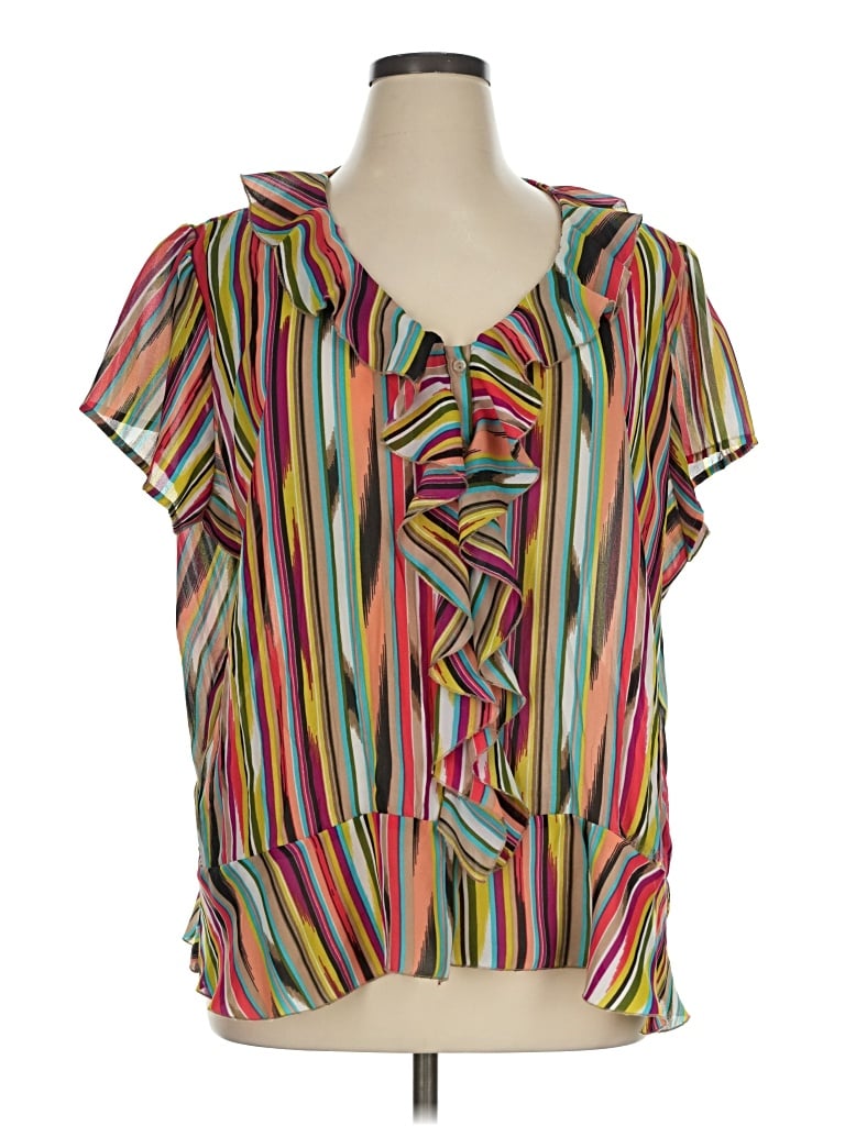 Pre-owned East5th Short Sleeve Blouse In Green