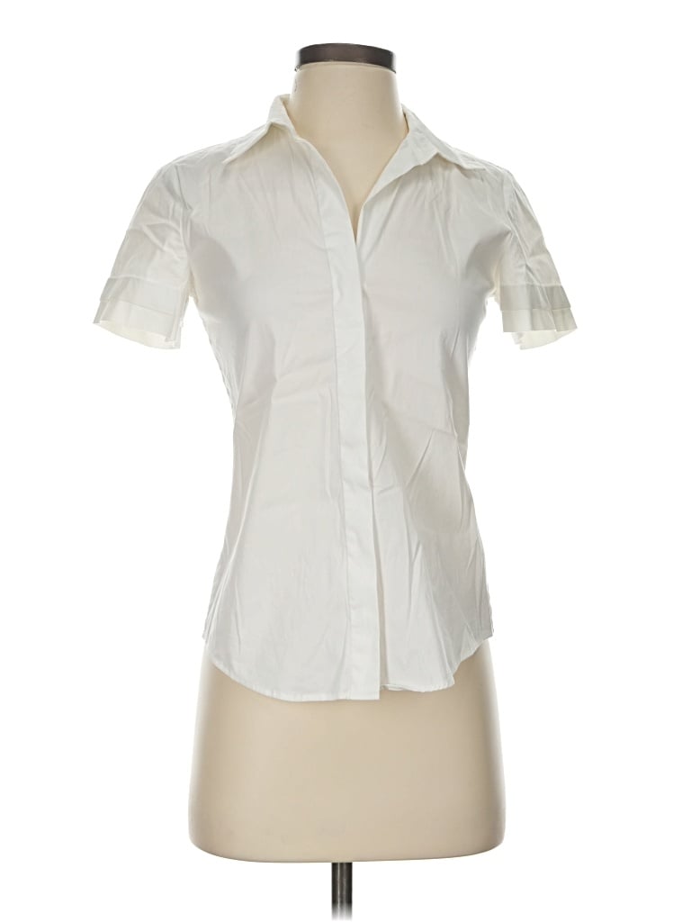 Pre-owned Theory Short Sleeve Blouse In Ivory