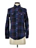 Rubbish Plaid Blue Long Sleeve Button-Down Shirt Size XS - photo 1