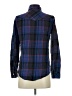 Rubbish Plaid Blue Long Sleeve Button-Down Shirt Size XS - photo 2