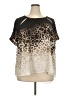Jennifer Lopez 100% Polyester Animal Print Brown Short Sleeve Blouse Size 3X - photo 1