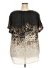 Jennifer Lopez 100% Polyester Animal Print Brown Short Sleeve Blouse Size 3X - photo 2