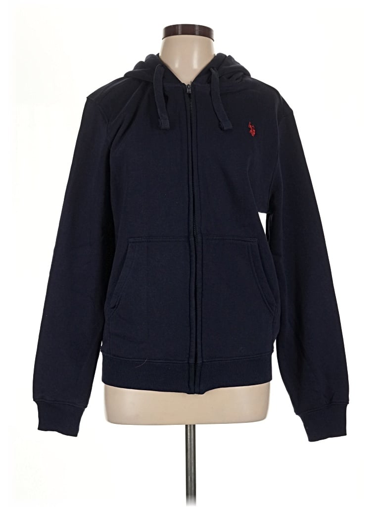 Pre-owned U.s. Polo Assn Zip Up Hoodie In Blue