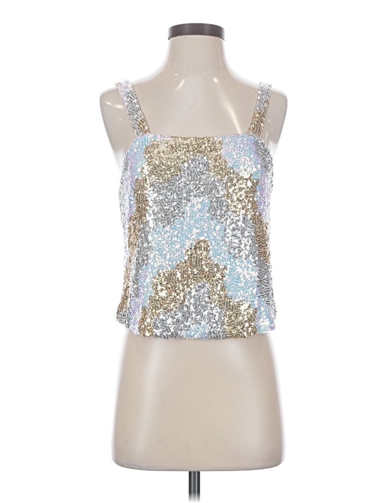 Pre-owned Porridge Sleeveless Top Silver Halter Neckline Tops