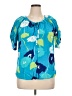 Escapada 100% Rayon Blue Short Sleeve Blouse Size XL - photo 1