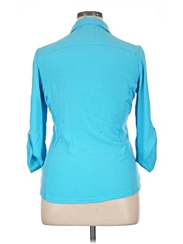 Ashley Blue 3/4 Sleeve Button-Down Shirt (view 2)
