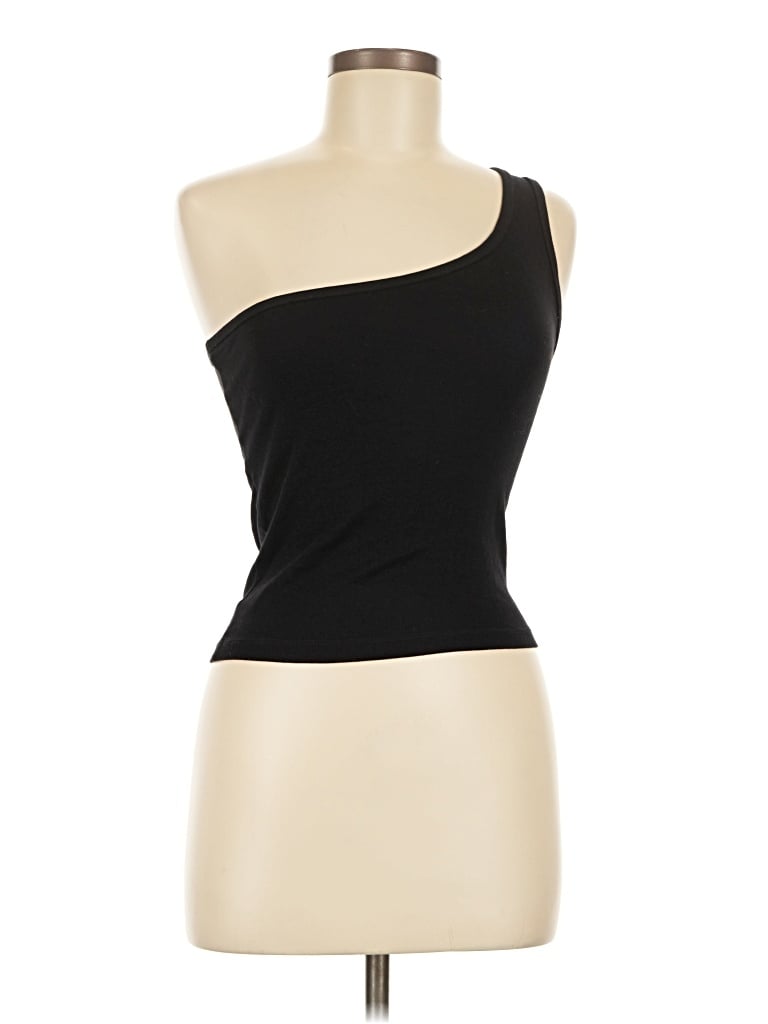Pre-owned Unbranded Tank Top Black One Shoulder Neckline Tops