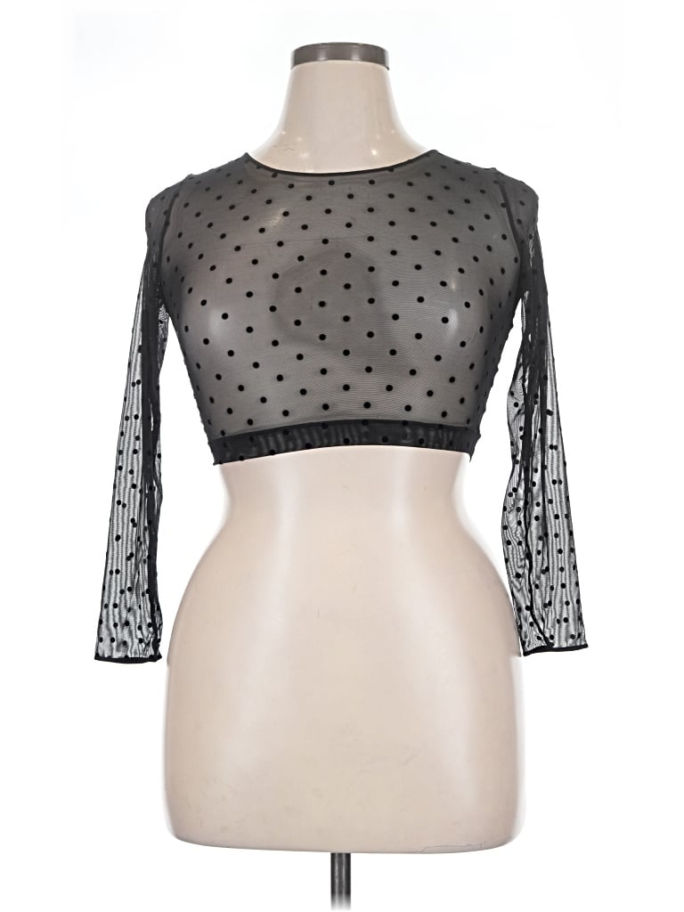 Pre-owned Spanx 3/4 Sleeve Top Black Square Neckline Tops