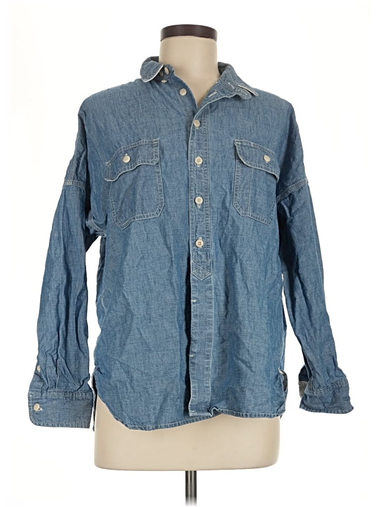 Pre-owned Alex Mill Long Sleeve Polo Shirt In Blue