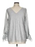 CeCe Metallic Silver Long Sleeve Blouse Size L - photo 1