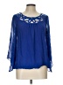 AB Studio 100% Polyester Blue 3/4 Sleeve Blouse Size L - photo 1