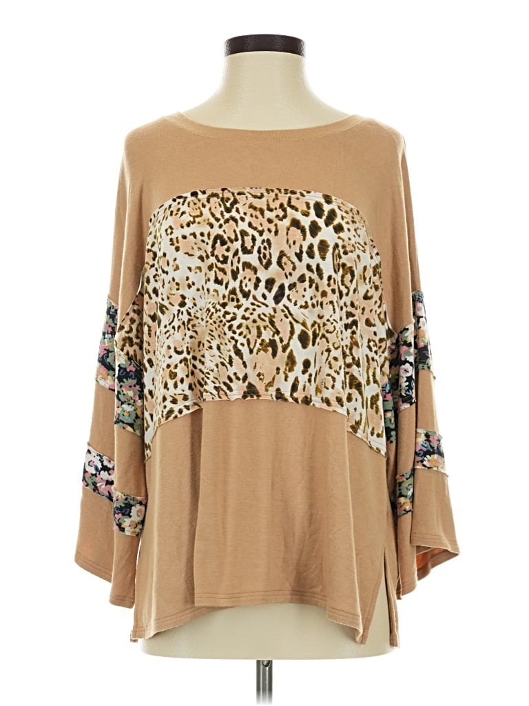 Pre-owned Gigio 3/4 Sleeve T-shirt In Tan