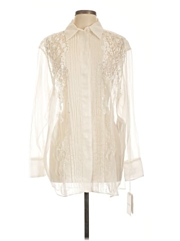 Valentino Long Sleeve Silk Top (view 1)