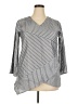 Unbranded 100% Polyester Stripes Gray 3/4 Sleeve Blouse Size 2X - photo 1