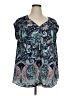 DR2 100% Polyester Paisley Blue Short Sleeve Blouse Size 1X - photo 1