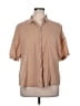 Express Solid Tan 3/4 Sleeve Button-Down Shirt Size XL - photo 1
