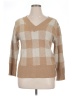 Love Change Checkered-gingham Tan Pullover Sweater Size 1X - photo 1