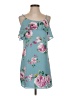 Everly 100% Polyester Floral Teal Casual Dress Size S - photo 1