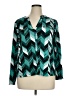 NY Collection Chevron-herringbone Teal Long Sleeve Blouse Size XL - photo 1