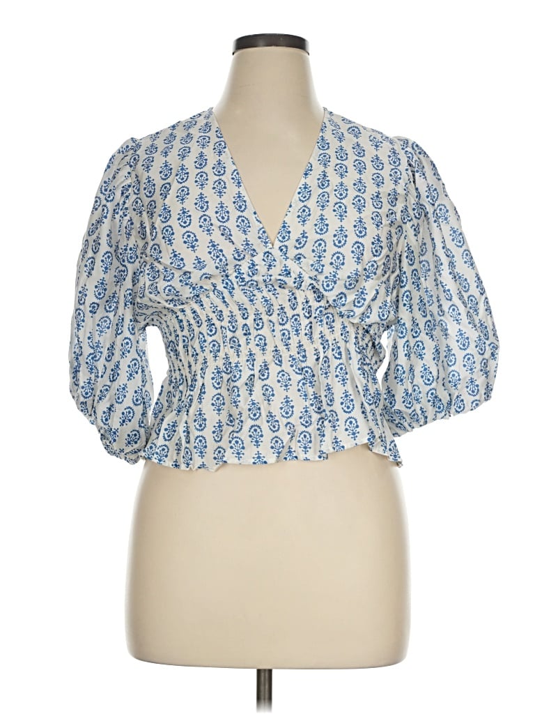 Pre-owned H&m 3/4 Sleeve Blouse In Blue