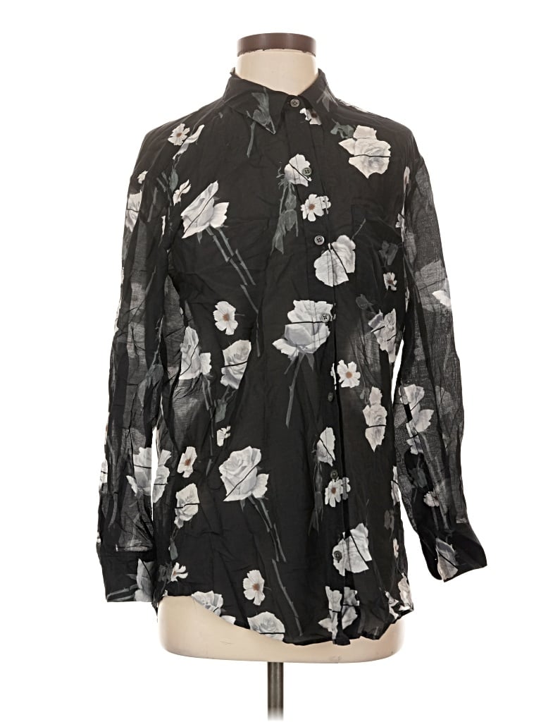 Pre-owned Equipment Long Sleeve Blouse In Black