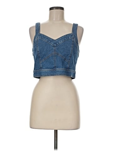 Madewell Cotton-Hemp Denim Supercrop Tank Top in Gabler Wash (view 1)