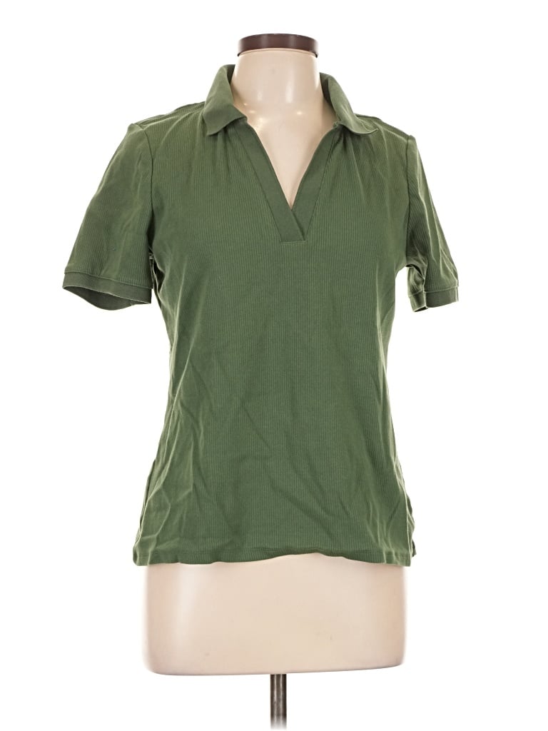 Pre-owned Lands' End Short Sleeve Polo Shirt In Green