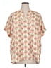 Entro 100% Polyester Tropical Ivory Short Sleeve Blouse Size 1X - photo 1