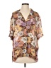 Auguste 100% Viscose Floral Brown Short Sleeve Blouse Size 4 - photo 1
