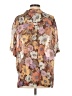 Auguste 100% Viscose Floral Brown Short Sleeve Blouse Size 4 - photo 2