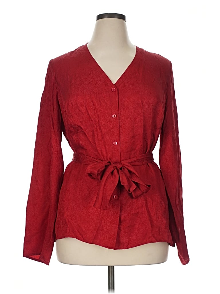 Pre-owned Liz Claiborne Collection Long Sleeve Blouse In Red