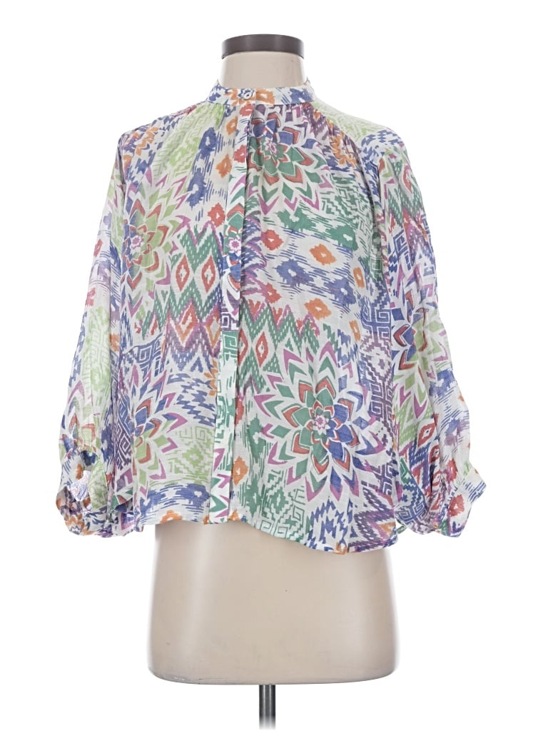 Pre-owned Maeve 3/4 Sleeve Blouse In Green