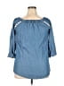 Billy T 100% Lyocell Blue 3/4 Sleeve Blouse Size L - photo 2