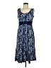 Perceptions 100% Polyester Chevron-herringbone Blue Casual Dress Size M - photo 1