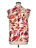 Como Black 100% Polyester Tropical Ivory Short Sleeve Blouse Size XL - photo 1