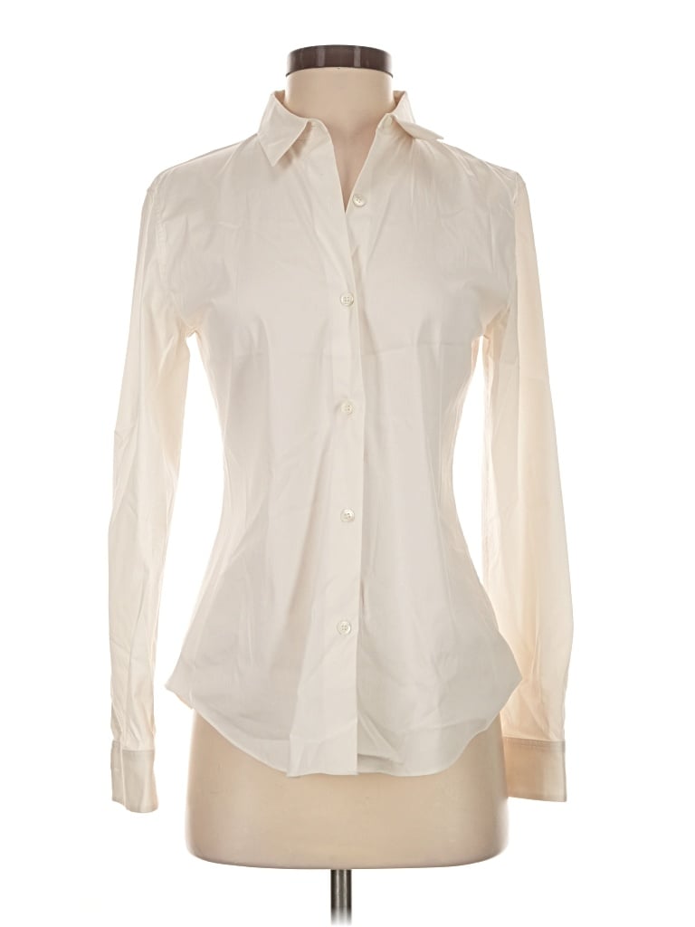 Pre-owned Theory Long Sleeve Blouse In Ivory