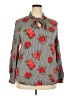 Retrolicious 100% Rayon Floral Gray Long Sleeve Blouse Size 2X - photo 1