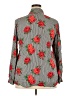 Retrolicious 100% Rayon Floral Gray Long Sleeve Blouse Size 2X - photo 2