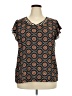 Cure 100% Polyester Brown Short Sleeve Blouse Size 2XL - photo 1