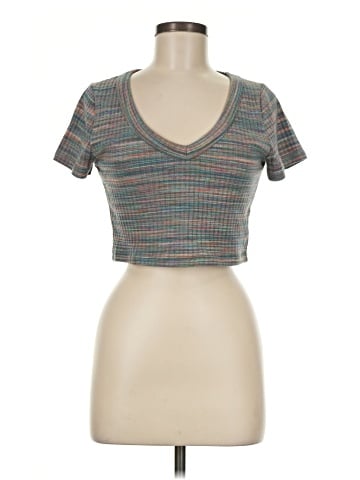 Madewell Ribbed V-Neck Crop Tee in Space-Dye (view 1)