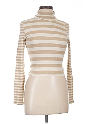 Madewell Cropped Turtleneck Top in Contrasting Stripe (view 1)
