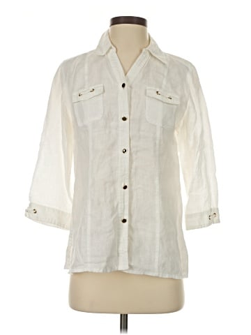 JM Collection 3/4 Sleeve Button-Down Shirt (view 1)