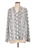 Kut from the Kloth 100% Polyester Animal Print Silver Long Sleeve Blouse Size L - photo 1