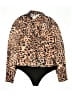 Fashion Nova 100% Polyester Animal Print Brown Long Sleeve Blouse Size M - photo 1