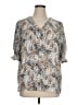 Jones & Co 100% Polyester Animal Print Silver 3/4 Sleeve Blouse Size 1X - photo 1