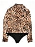Fashion Nova 100% Polyester Animal Print Brown Long Sleeve Blouse Size M - photo 2